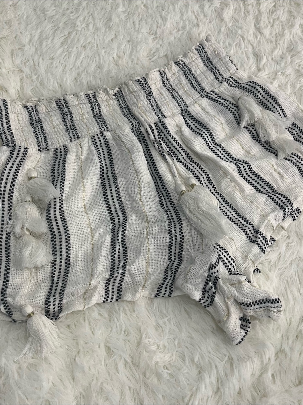 Flowy Striped Smocked-Waist Beach Shorts